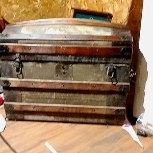 Antique Victorian bow top steamer trunk